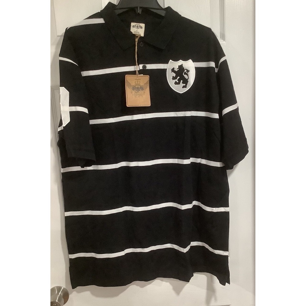Vintage Y2K Street Ware PJ Mark Polo Lion #9 Fighting Lion  Stripe Size 2XL